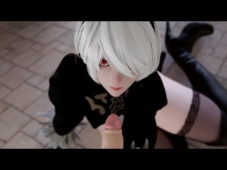 2b reluctantly gives you a blowjob